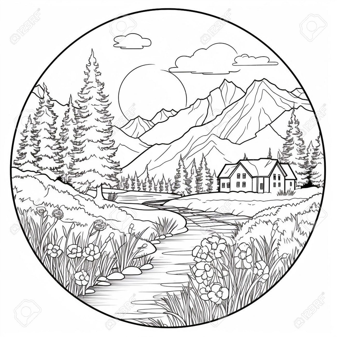 Free Landscape Coloring Pages