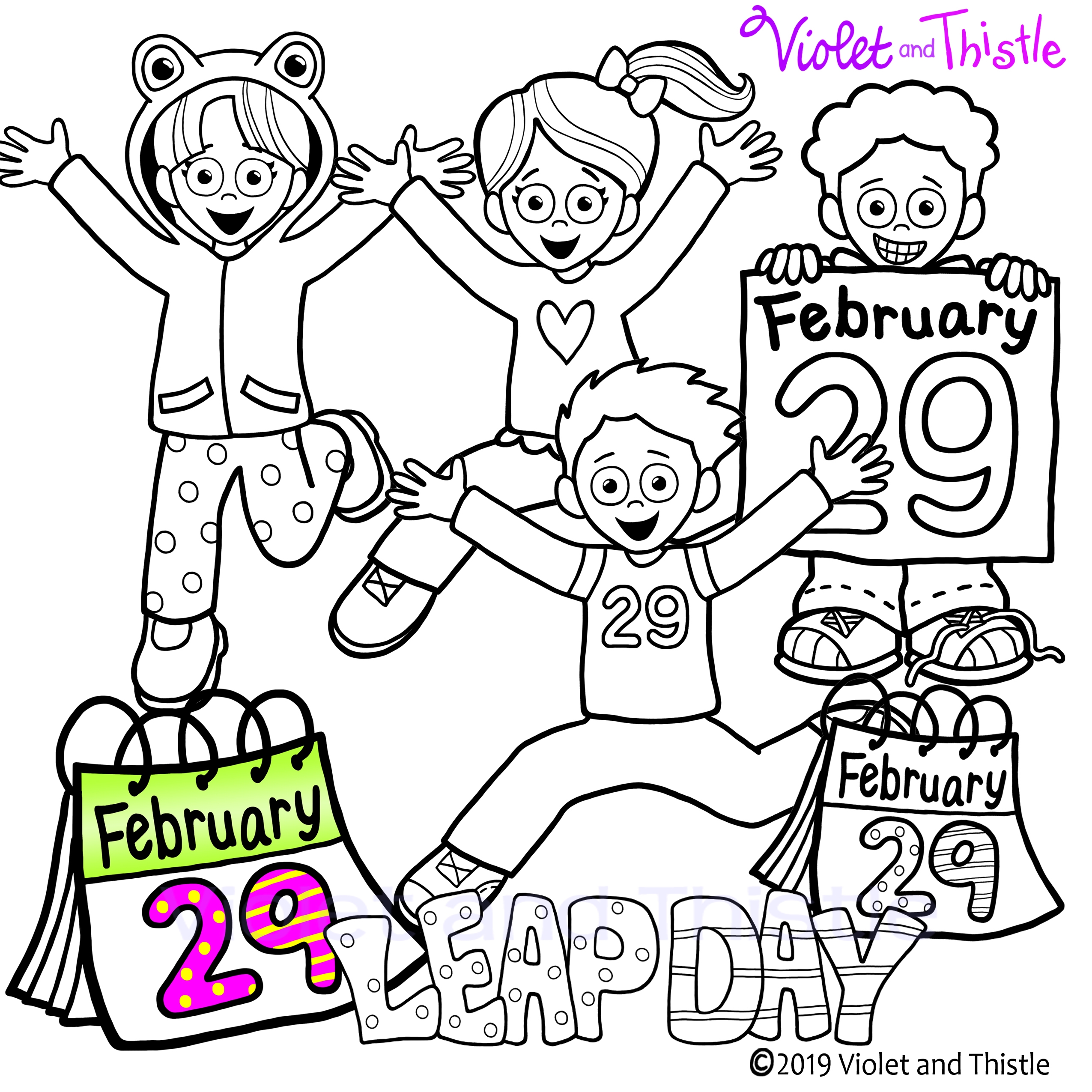Leap Year Clipart Kids Leaping Jumping February 29 Calendar Sign 