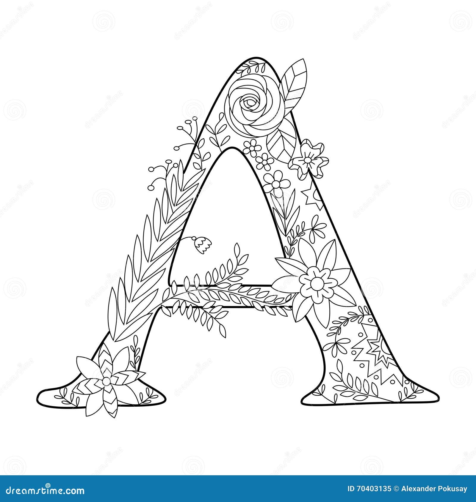 Letter A Coloring Book For Adults Vector Stock Vector Illustration Of Ornament Graphic 70403135