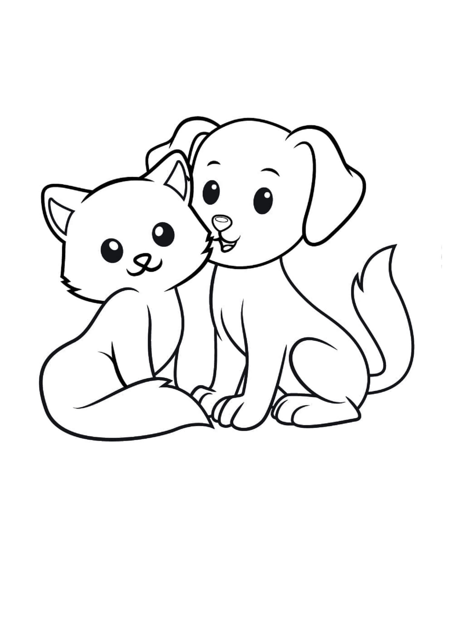 Little Cat And Dog Coloring Page Download Print Or Color Online 