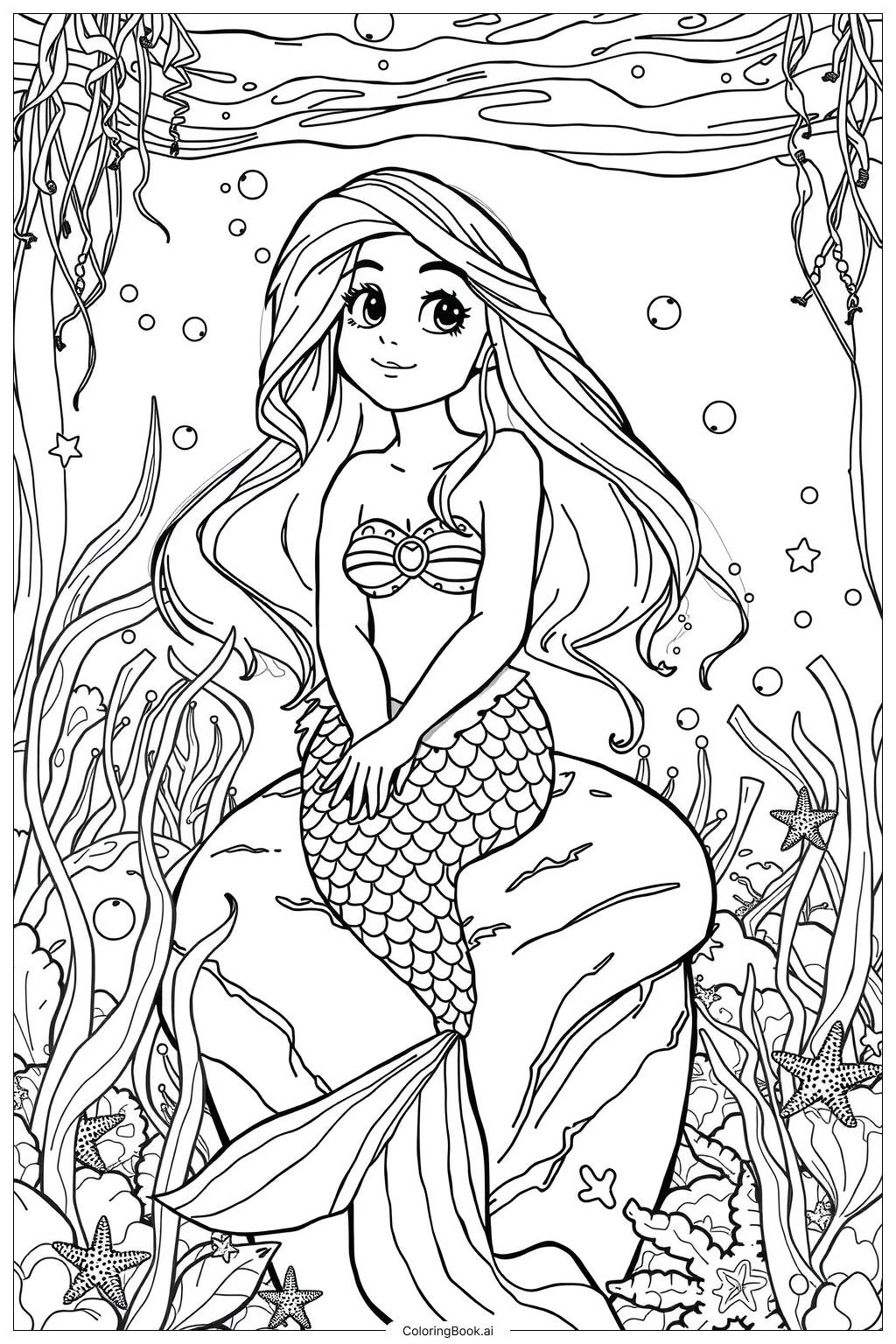 Little Mermaid Coloring Page Printable