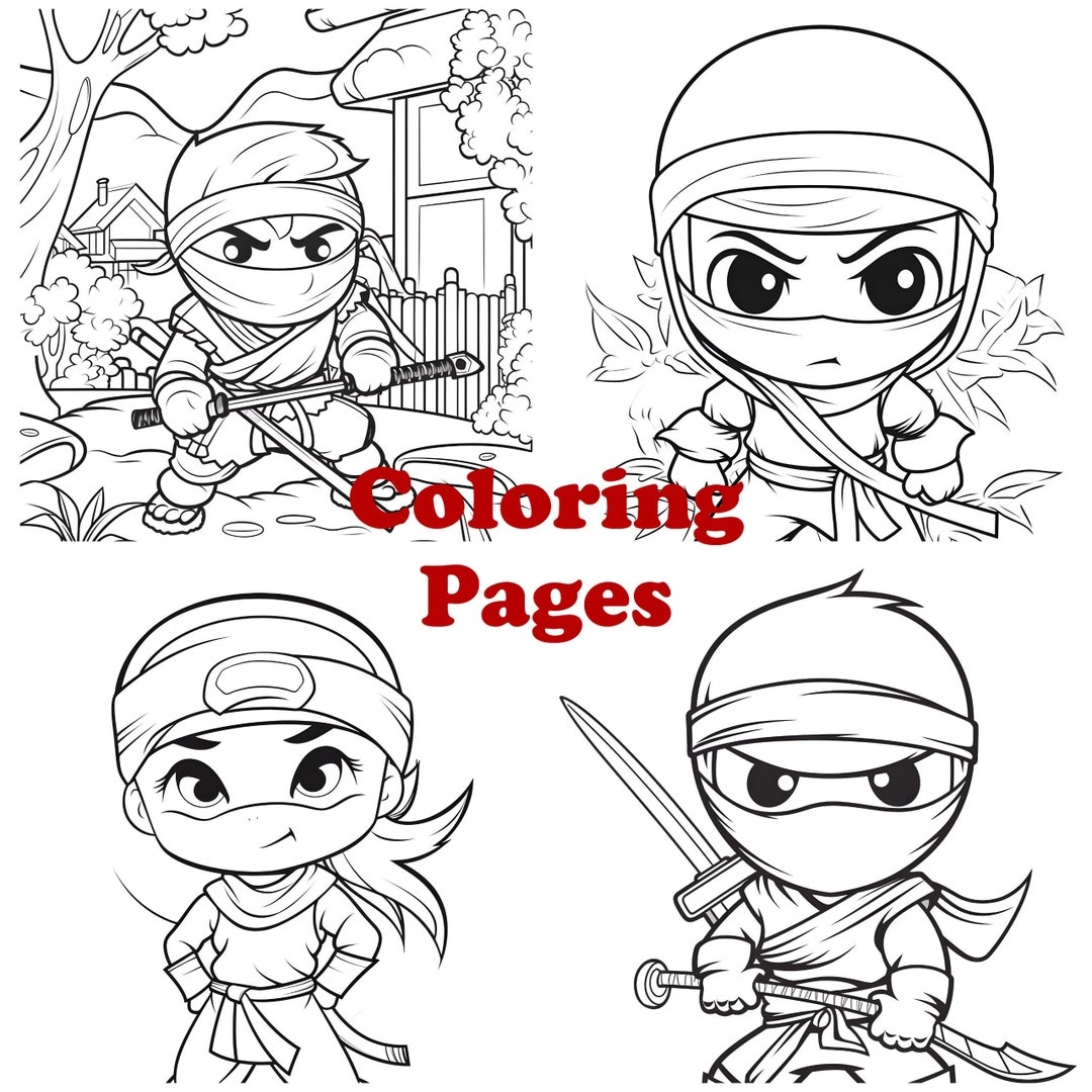 Little Ninja Coloring Pages Cute Ninja Coloring Sheets Ninja Coloring Book Etsy UK