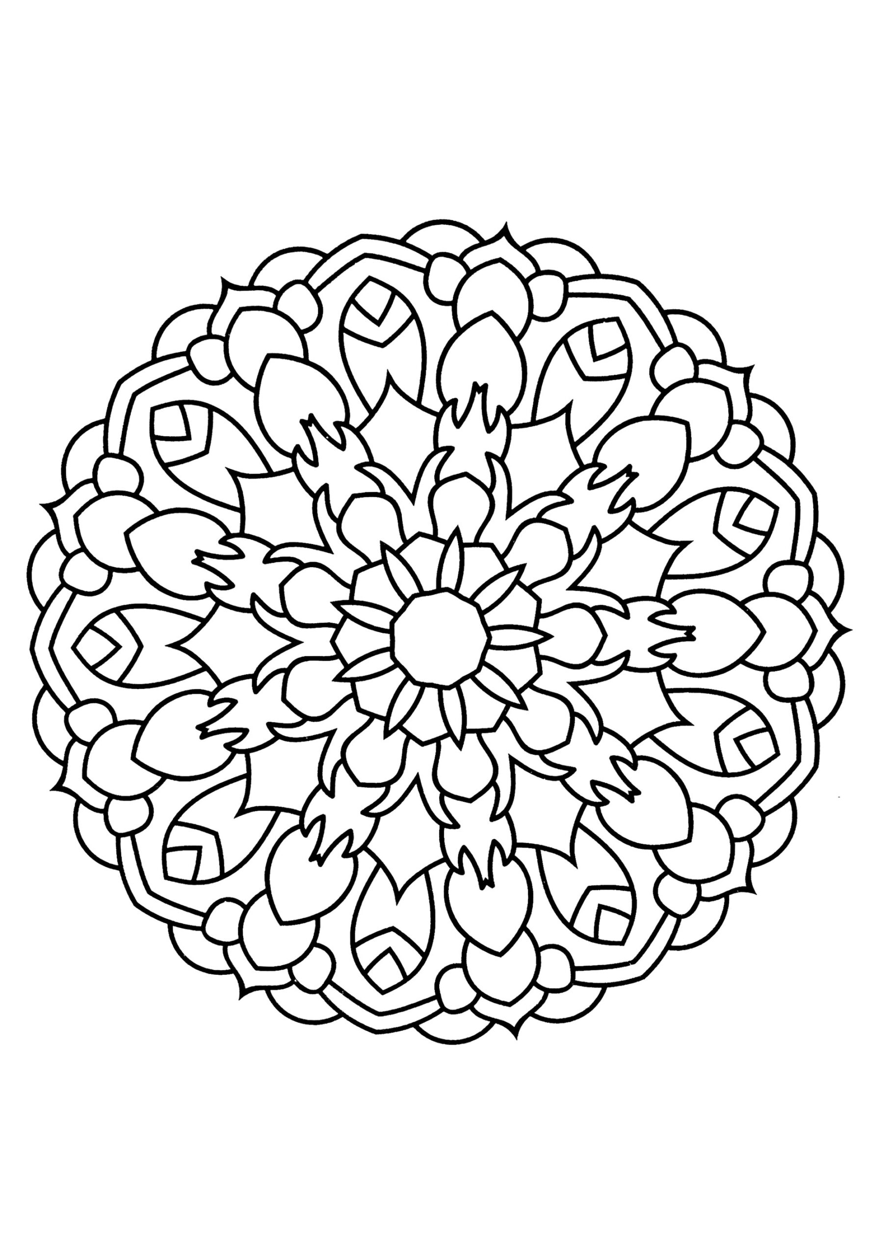 Mandala With Thick Lines Mandala Coloring Pages For Kids