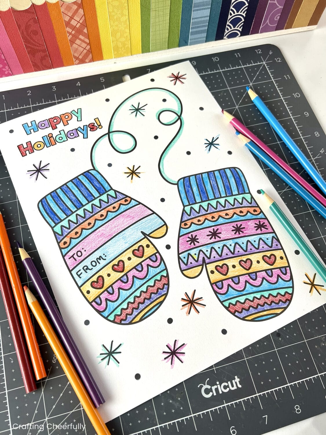 Mitten Coloring Page Gift Card Holder Crafting Cheerfully