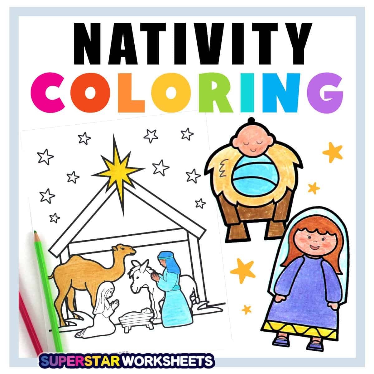 Nativity Coloring Pages Superstar Worksheets