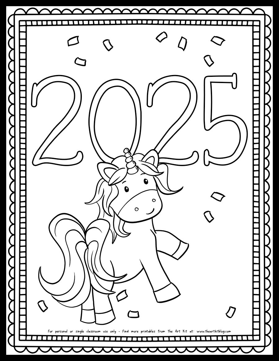 Happy New Year Printable Coloring Pages