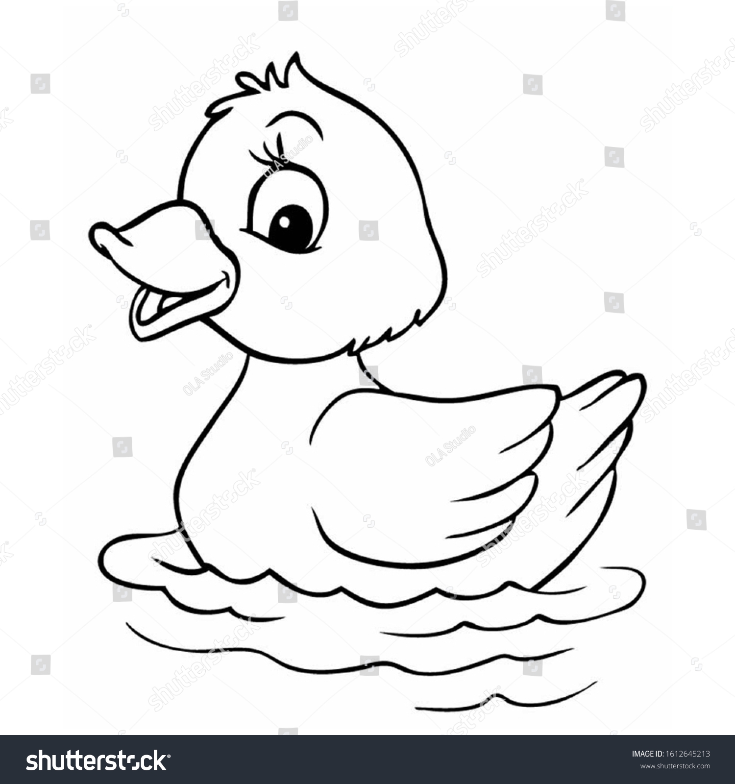 Nice Duck Coloring Page Printable Children Stock Illustration 1612645213 Shutterstock