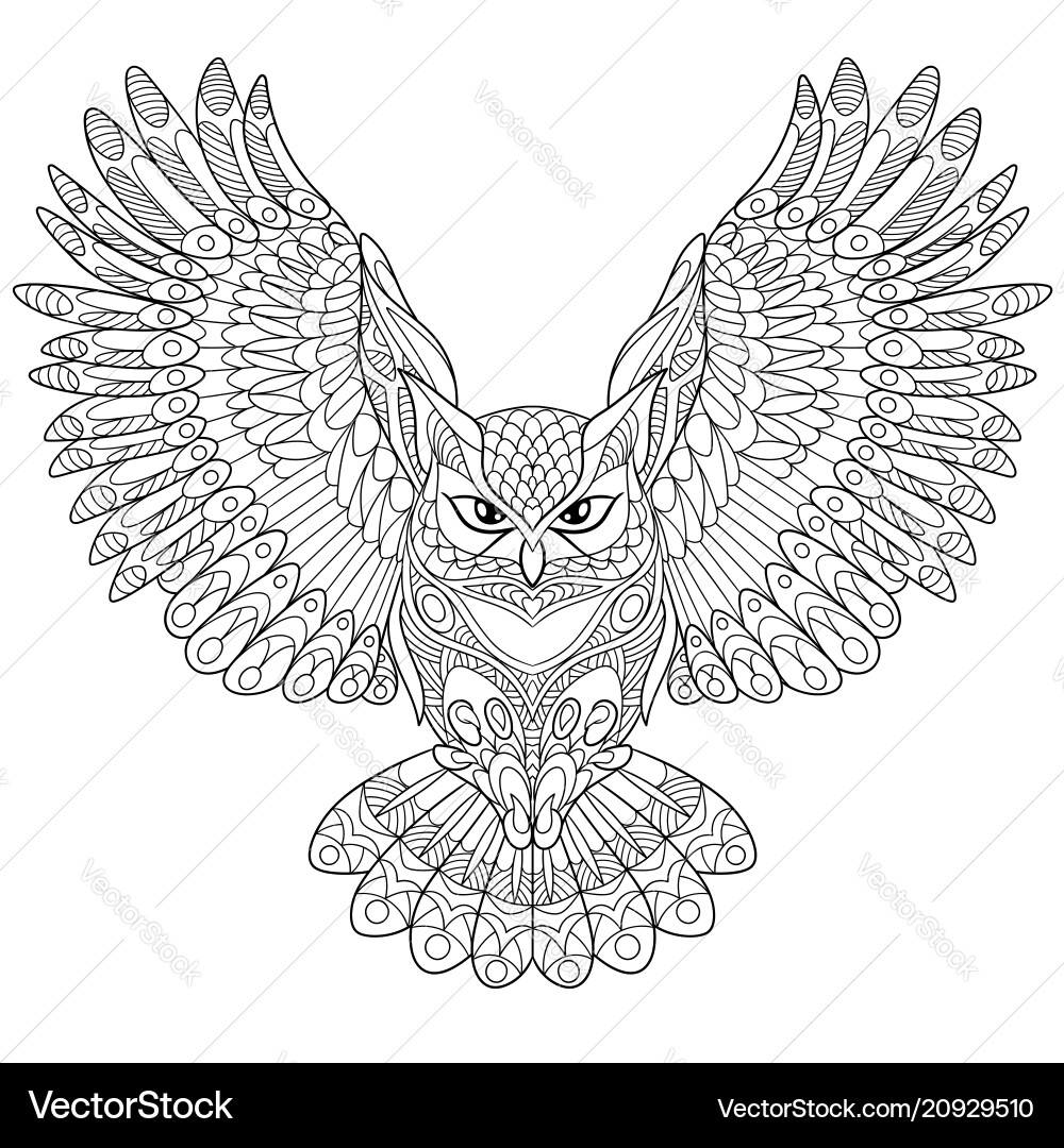 Owl Coloring Page Royalty Free Vector Image VectorStock