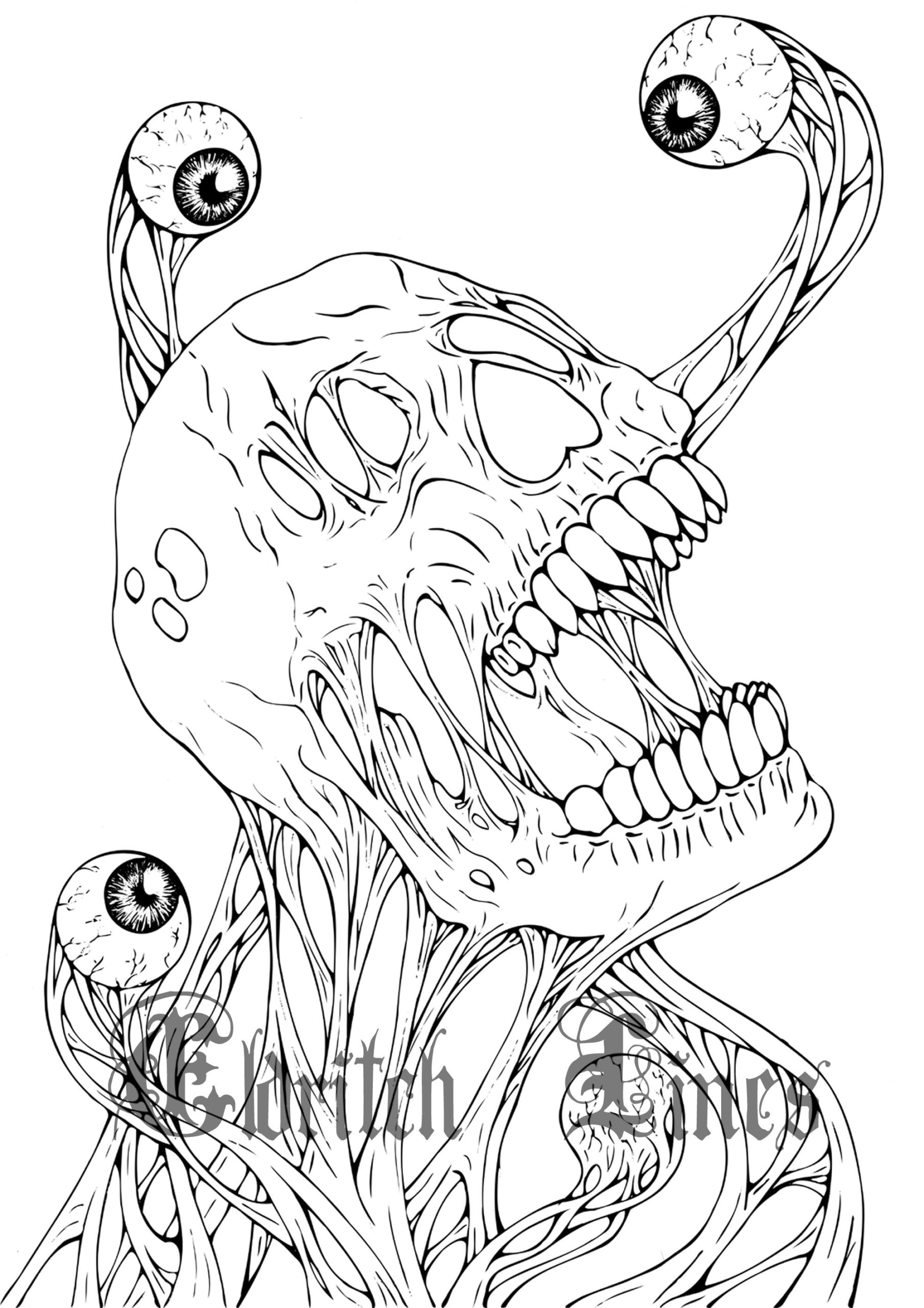 Paranoia Printable Horror Adult Coloring Page Lineart DIGITAL DOWNLOAD PDF File Etsy