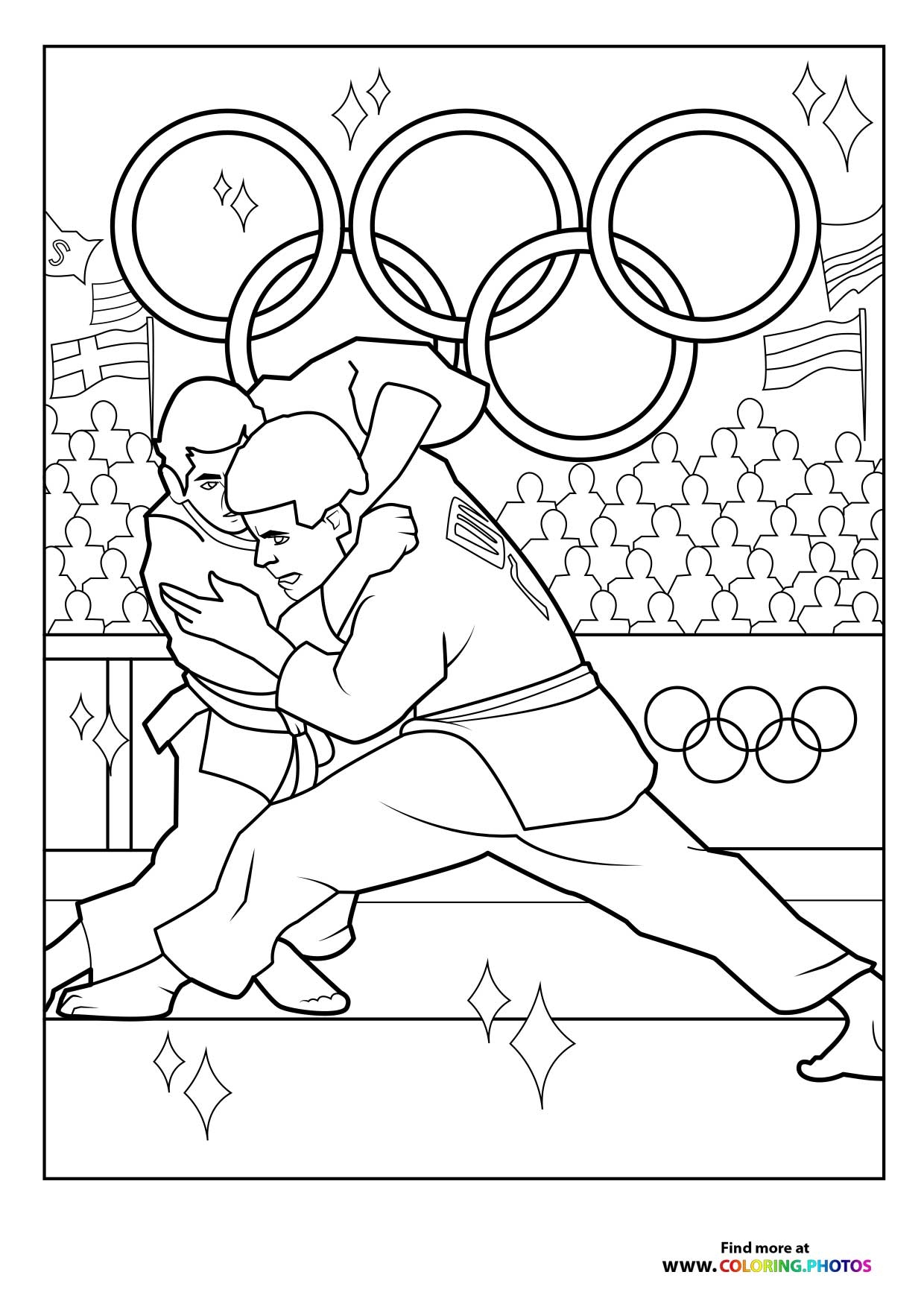 Paris 2024 Olympics Wrestling Coloring Pages For Kids