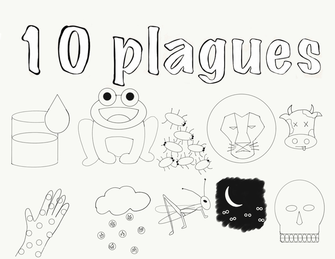 Passover Coloring Page 10 Plagues Etsy Hong Kong