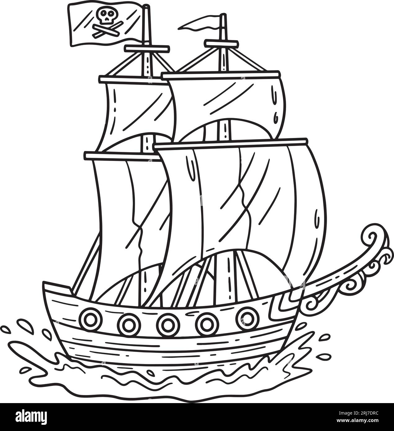 Pirate Ship Isolated Coloring Page For Kids Stock Vector Image U0026 Art Alamy