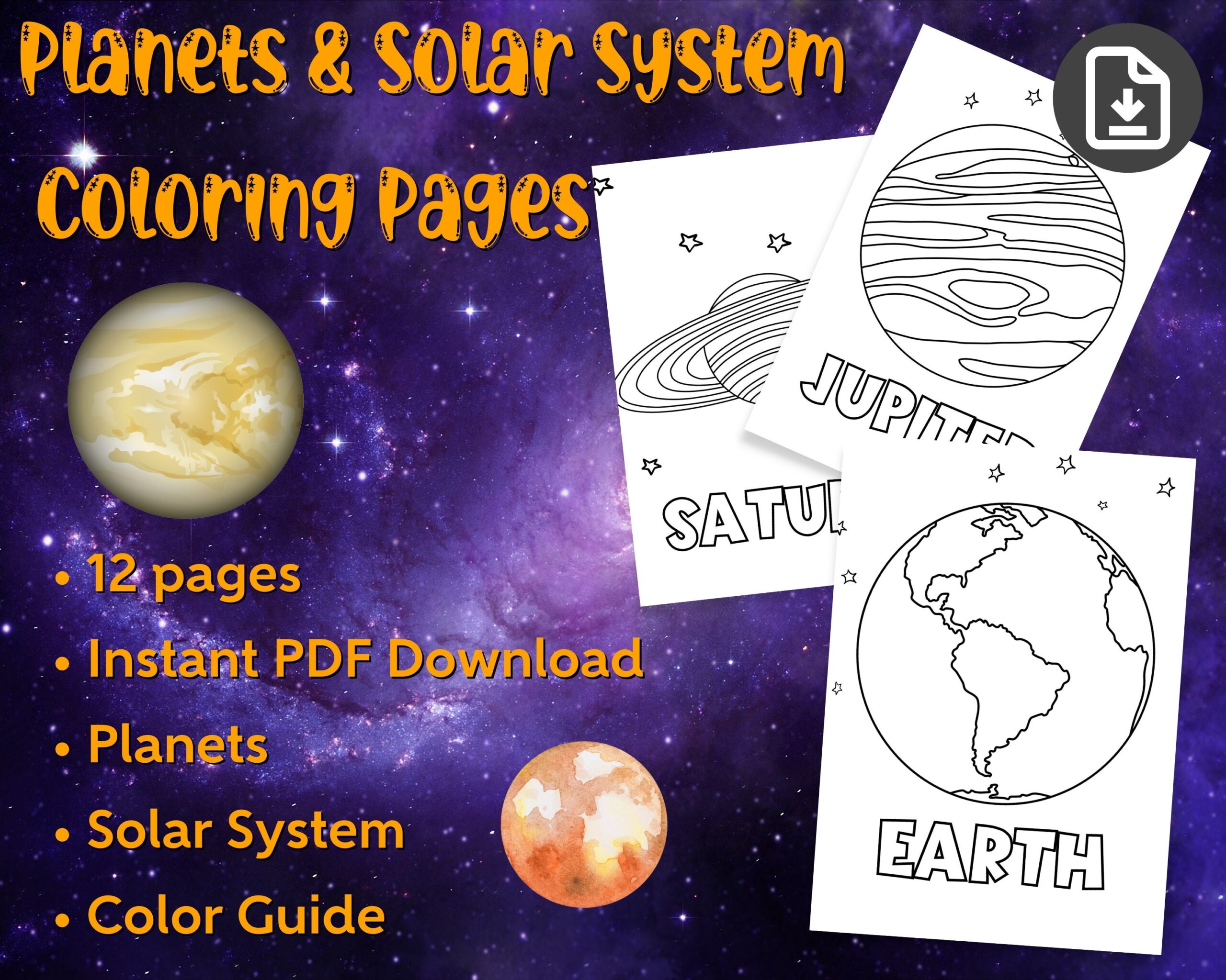 Planet Coloring Pages Solar System Printable Science Printables Educational Coloring Coloring Sheets For Kids Print At Home Pdf Print Etsy