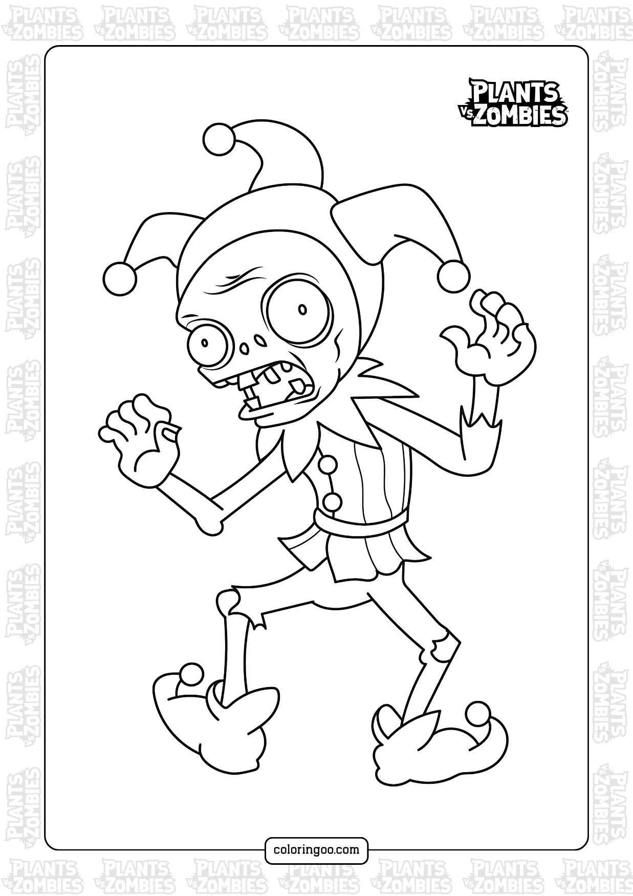 Plants Vs Zombies Clown Coloring Page