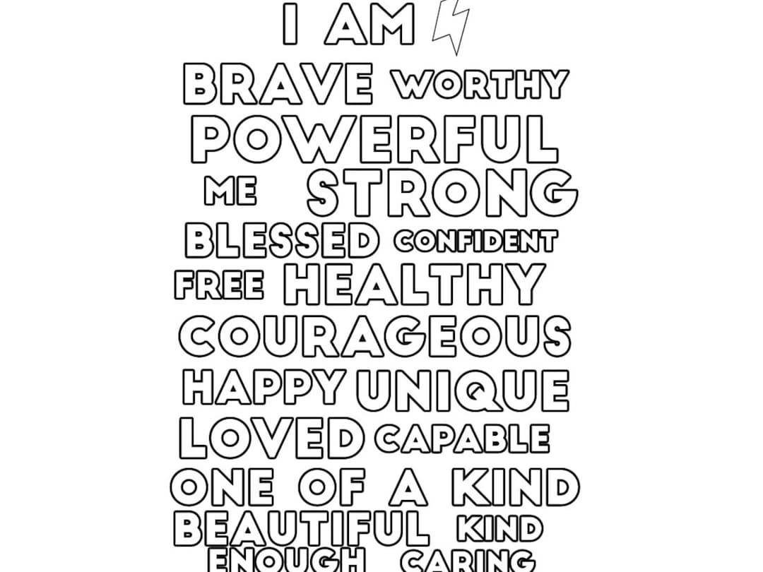 Positive Affirmation Coloring Book All Ages Printable Pages For Stress Relieving For Relaxation Instant Download PDF Etsy