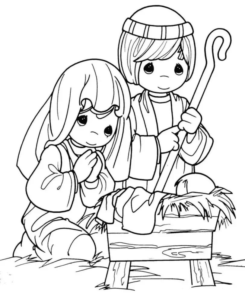 Precious Moments Nativity Coloring Page Download Print Or Color Online For Free