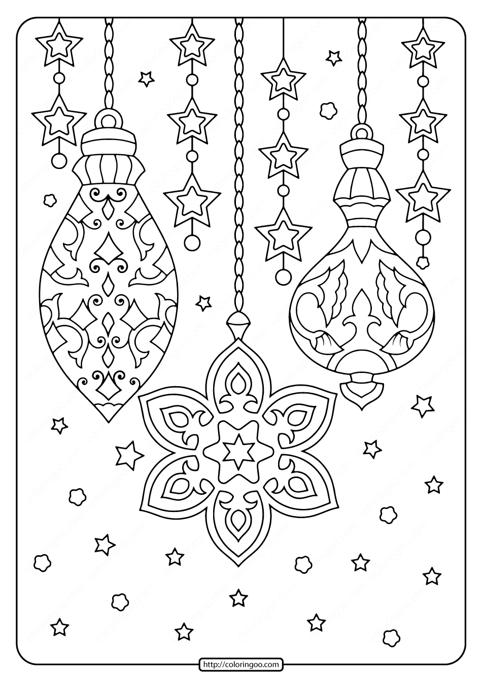 Printable Christmas Ornaments Adult Coloring Pages