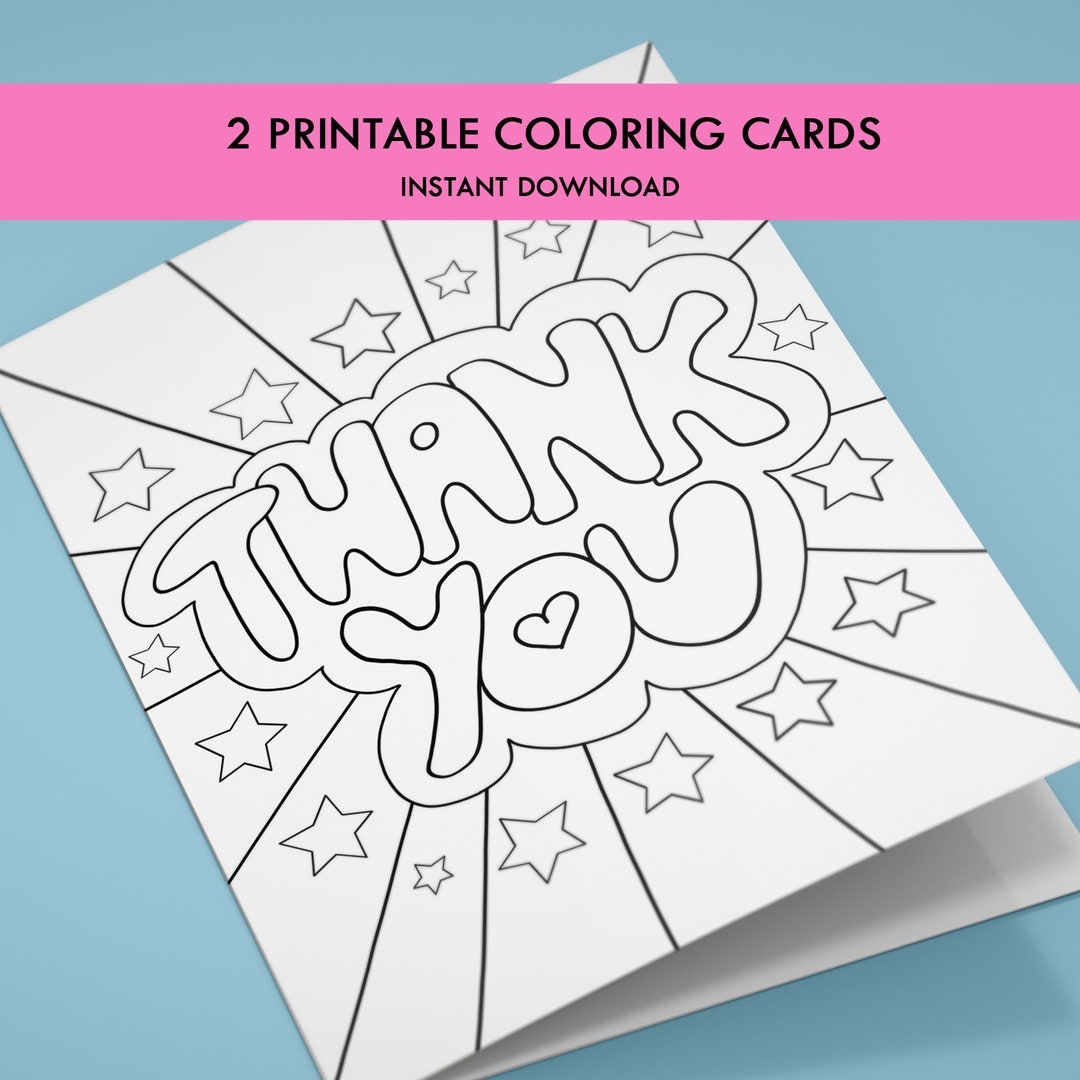 Printable Coloring Thank You Cards For Kids Kids Thank You Coloring Thank You Printable Thanks Folded Thank You Digital Download Gift Etsy Hong Kong
