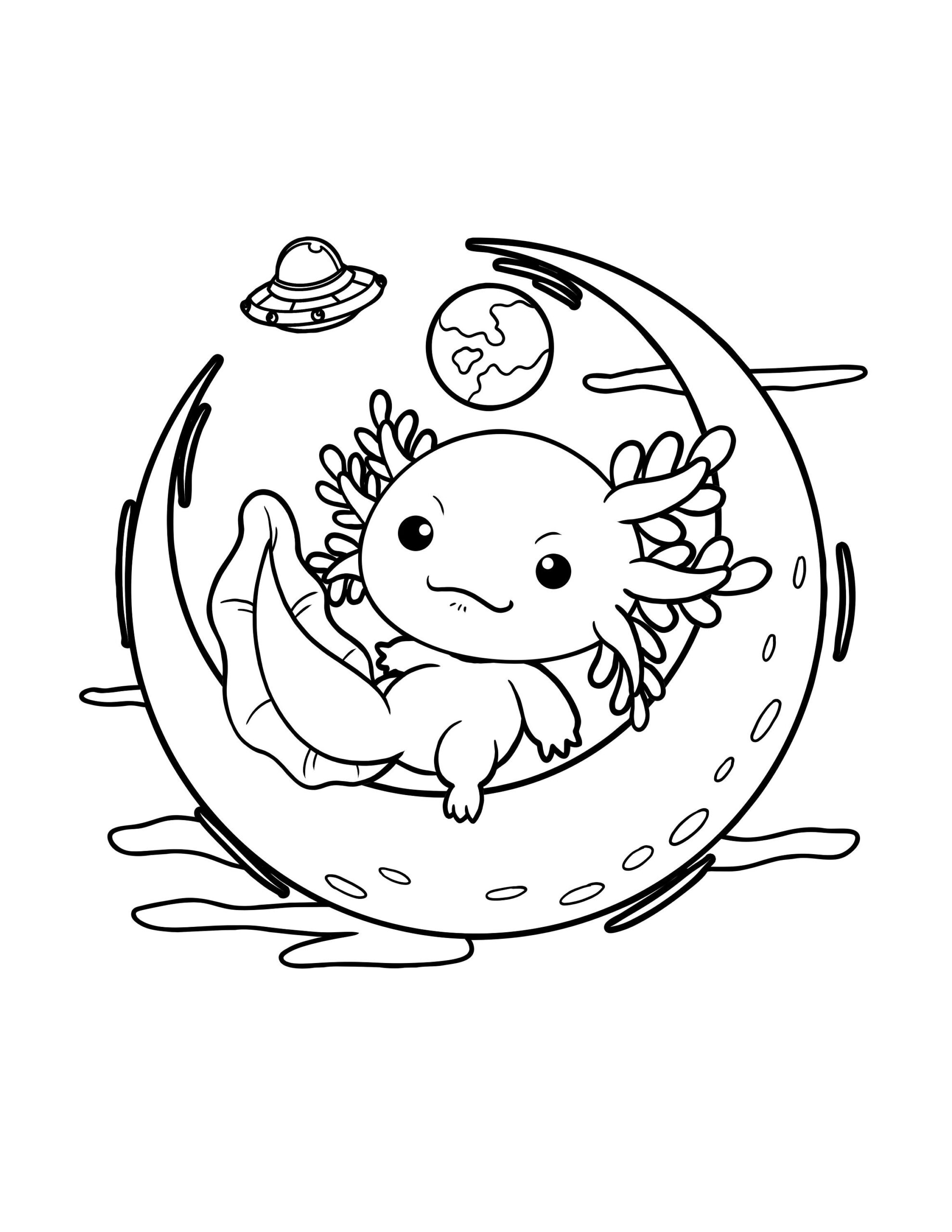 Printable Cute Axolotl Coloring Page Digital Download Axolotls 