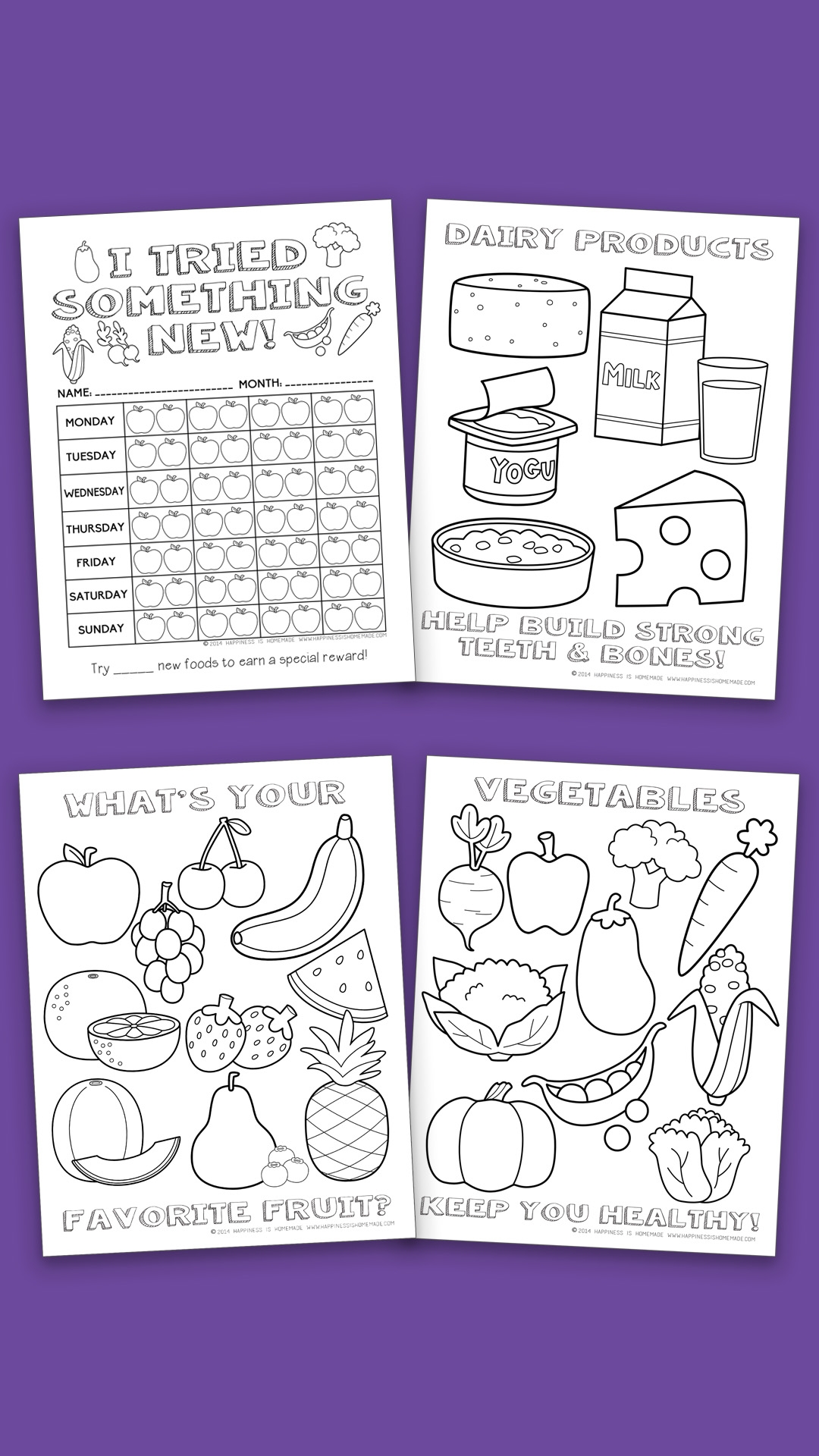 Printable Healthy Eating Chart Coloring Pages Happiness Is Homemade