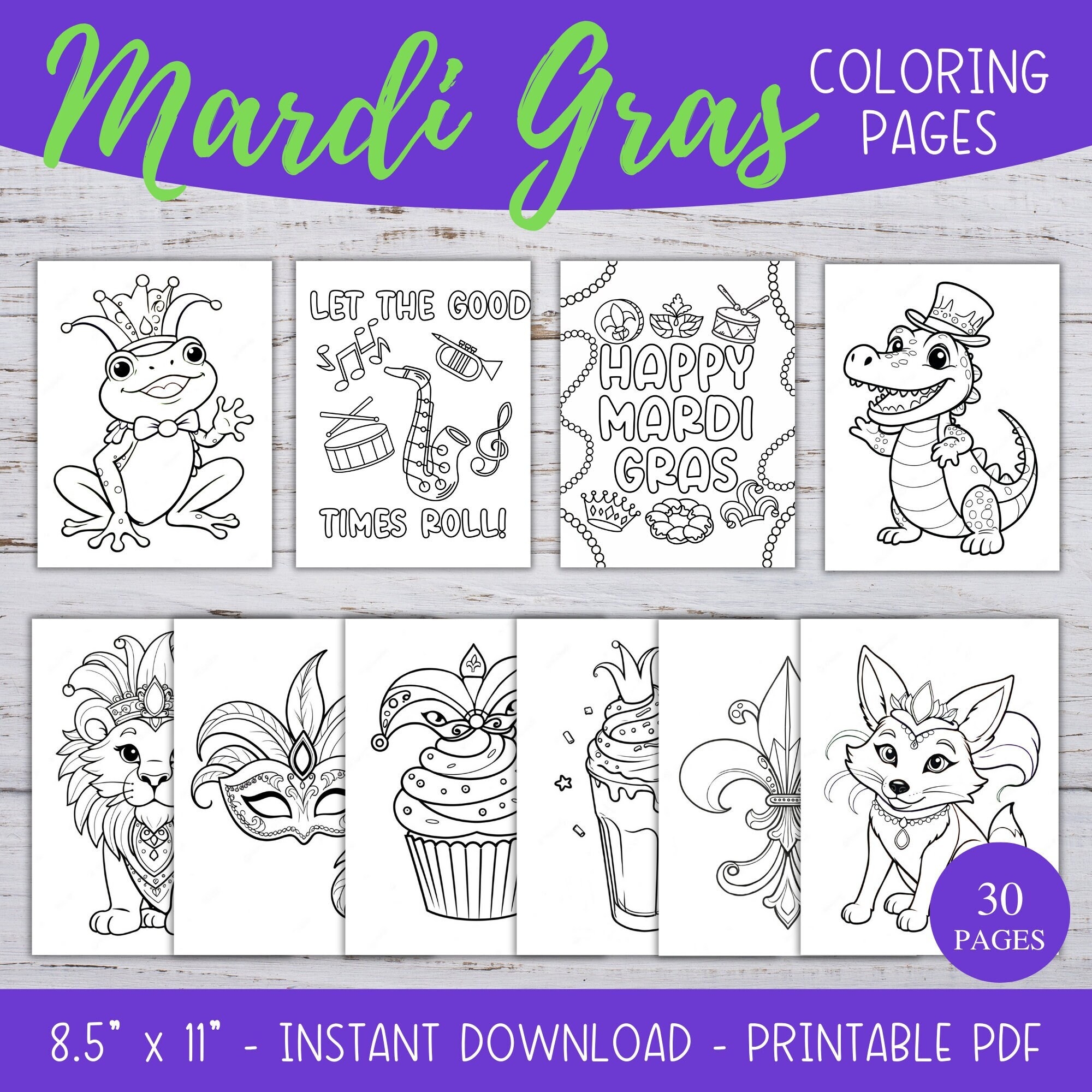 Printable Mardi Gras Coloring Pages Kids Fat Tuesday Coloring Sheets Carnival Coloring Page Bundle School Party Activity Digital File Etsy