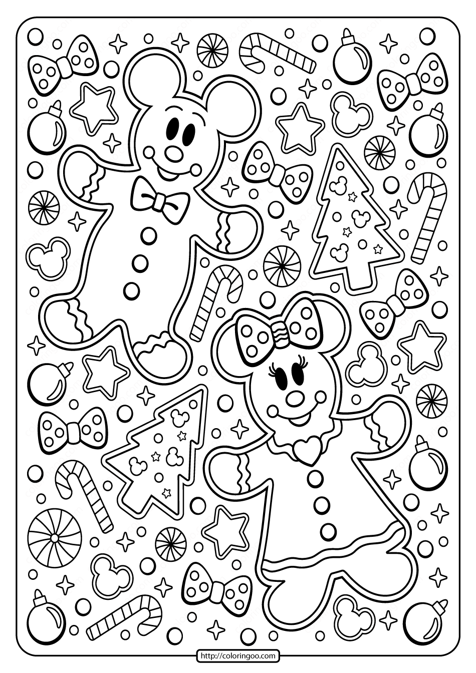 Printable Mickey Minnie Mouse Holiday Coloring Page