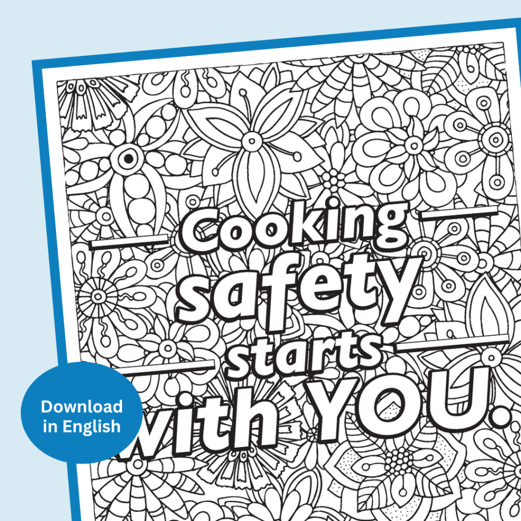 Printable Mindful Coloring Page Cooking Safety English And Spanish Sparky School House