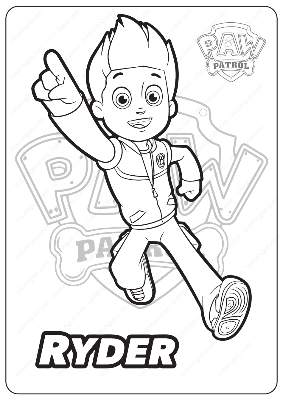 Printable Paw Patrol Ryder Coloring Pages