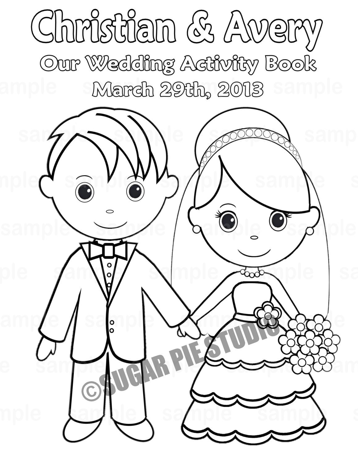 Printable Personalized Wedding Coloring Activity Book Favor Kids 8 5 X 11 PDF Or JPEG TEMPLATE Etsy UK