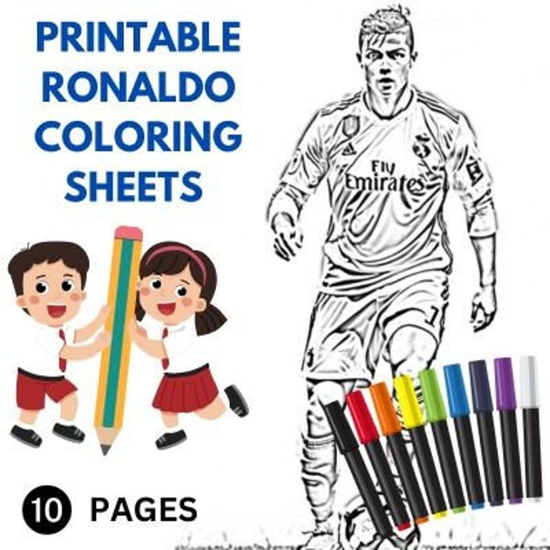Printable Ronaldo Coloring Pages Book Of 5 Unique Pages Soccer Football Prints For Adults Kids Favourite Personality HD Quality Etsy Ireland