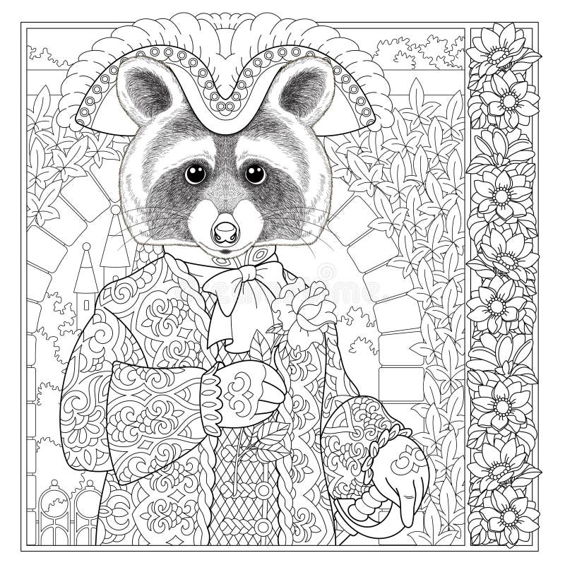 Raccoon Coloring Page Stock Vector Illustration Of Nature 246189820