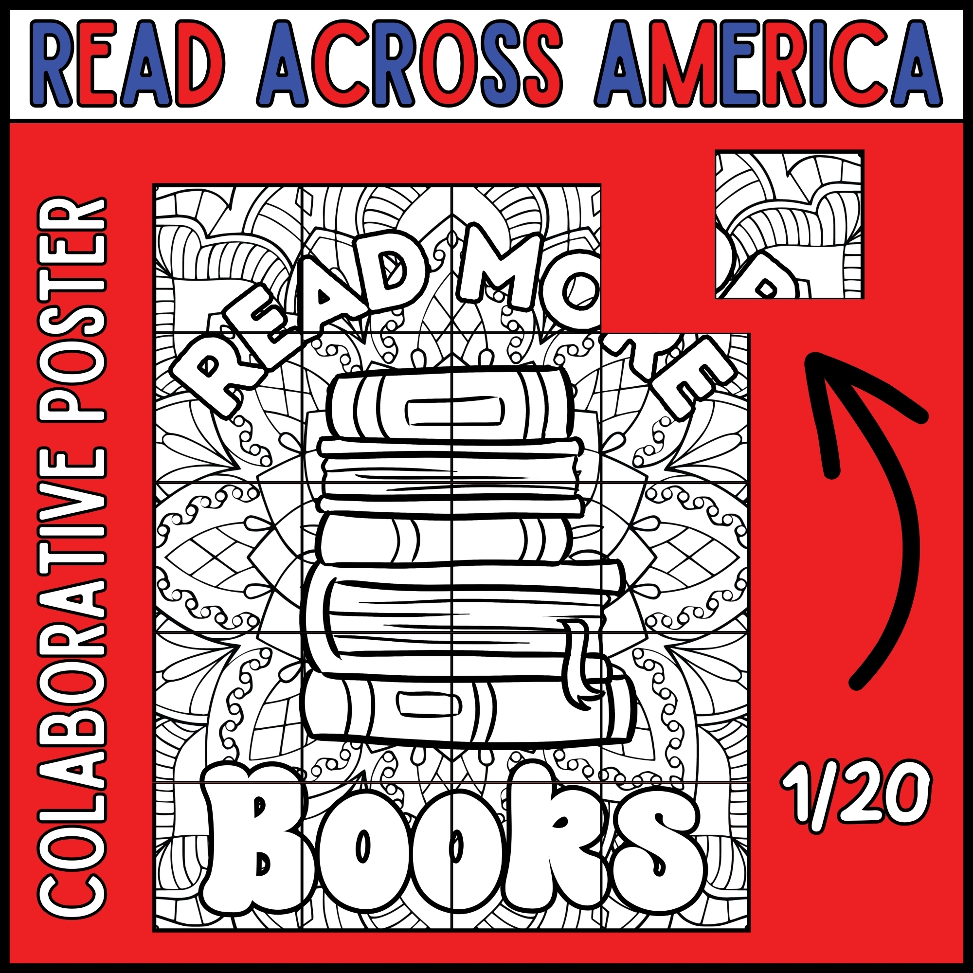 Read Across America Day Read More Books Collaborative Coloring Art Poster