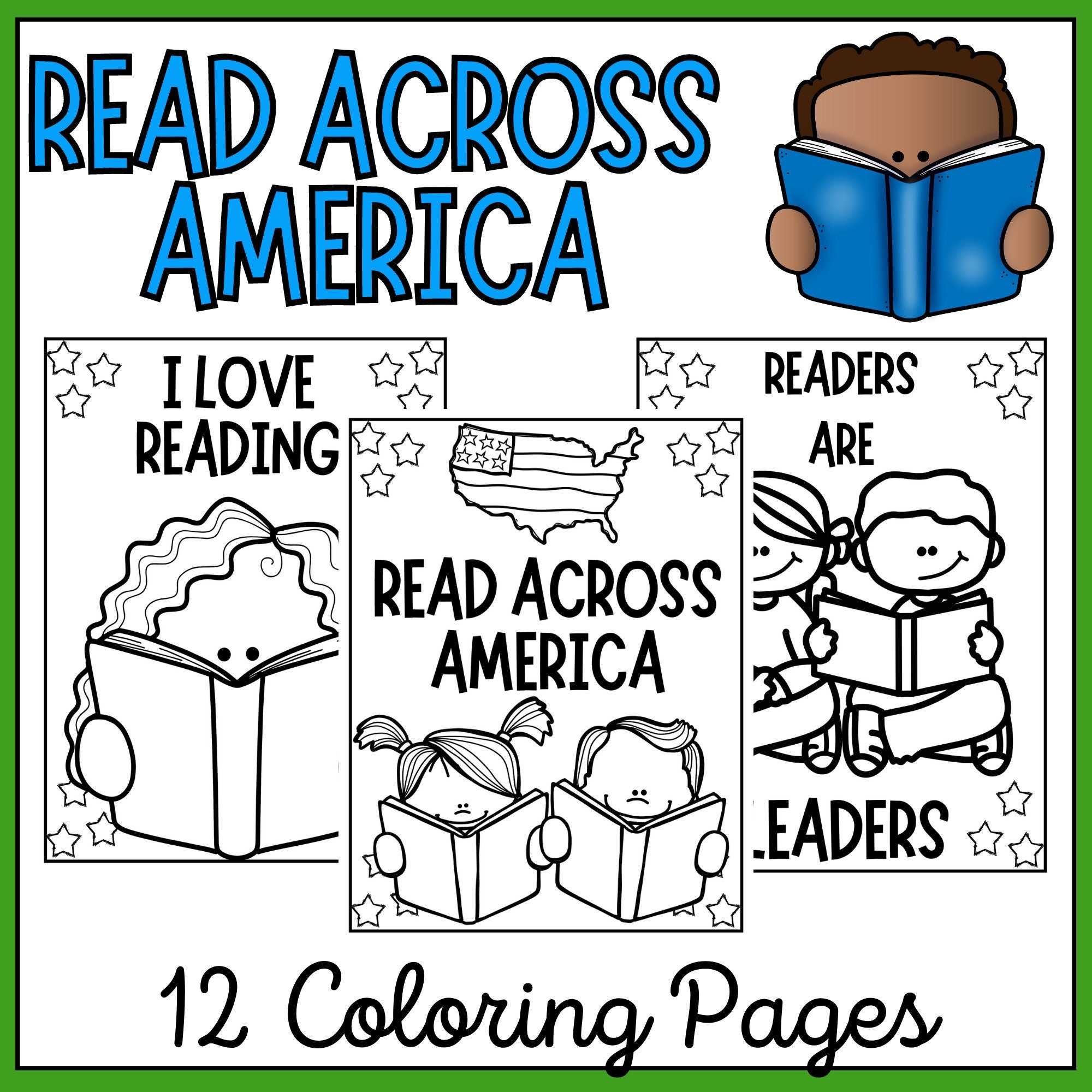 Reading Read Across America Coloring Pages 12 Coloring Sheets 