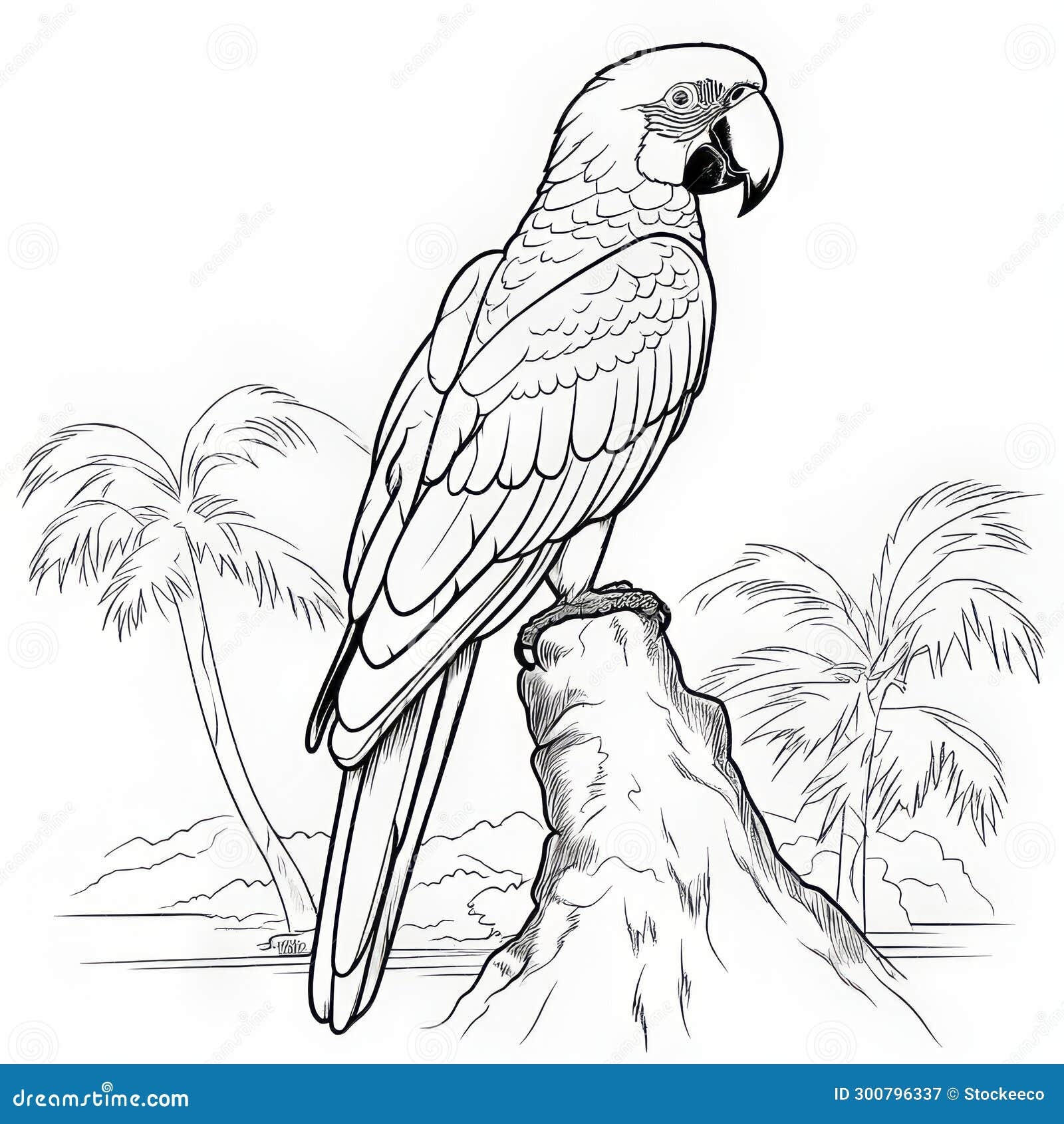 Realistic Parrot Coloring Page With Oscar Niemeyer And Maranao Art Style Stock Illustration Illustration Of Artistic Parrot 300796337