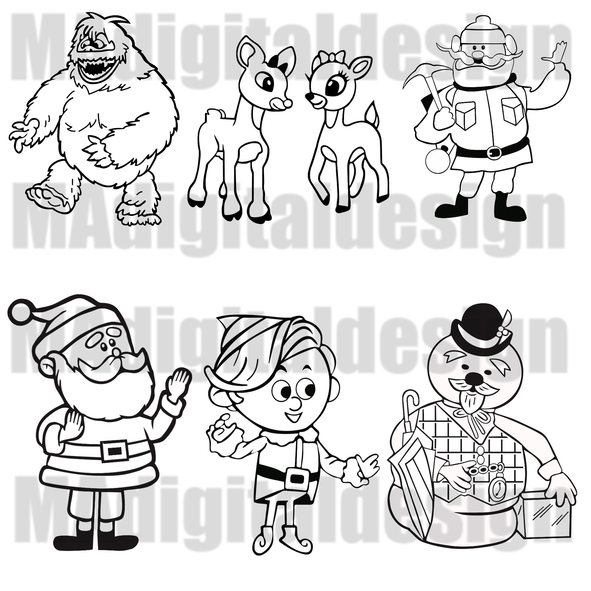 Rudolph The Red Nosed Reindeer Coloring Page Bundle Includes 6 