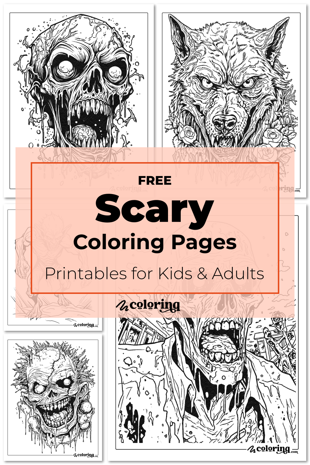  Scary Coloring Pages 34 Free Printables For Kids Adults