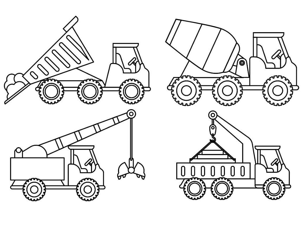 Simple Construction Vehicles Coloring Page Download Print Or Color Online For Free