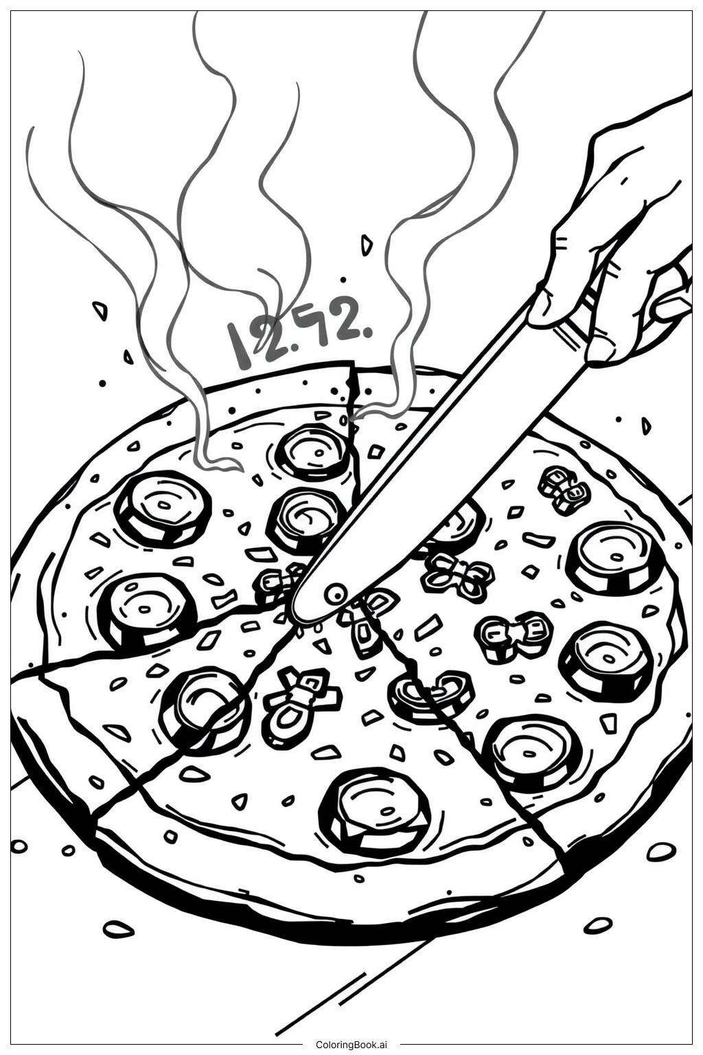 Slicing A Hot Pizza 2 Coloring Page Free PDF PNG Printable 