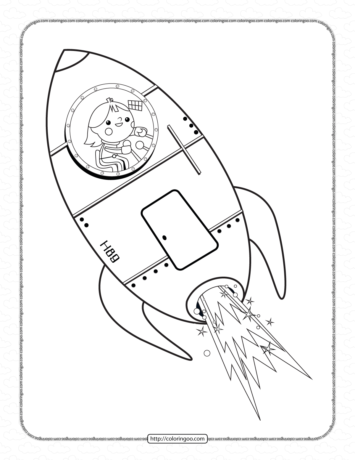 Space Rocket Coloring Page For Kids