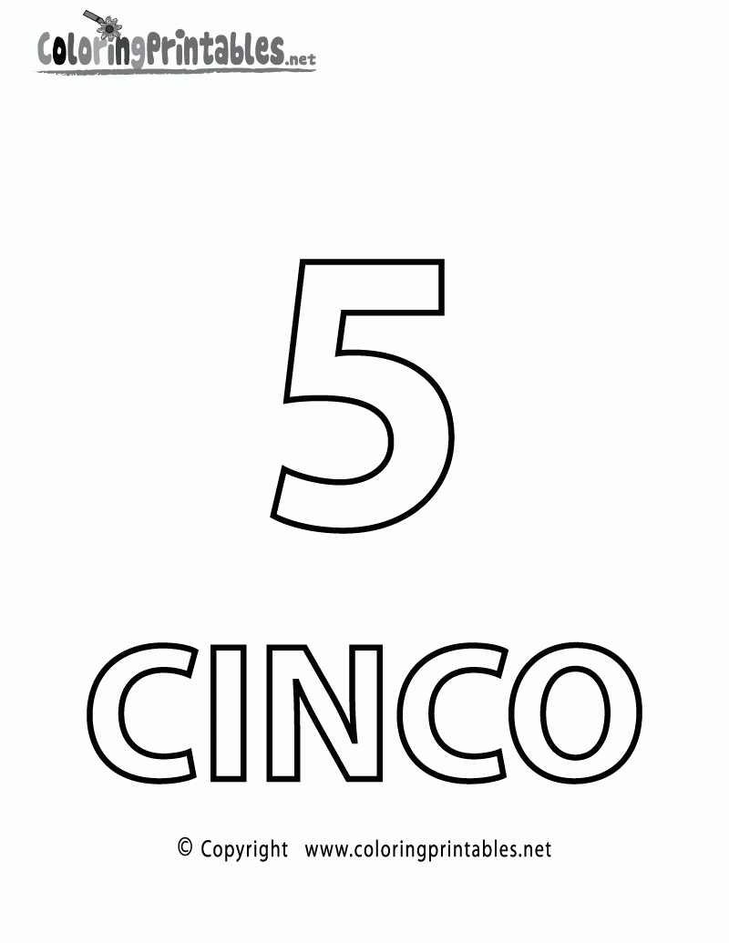 Spanish Number Five Coloring Page A Free Spanish Coloring Printable