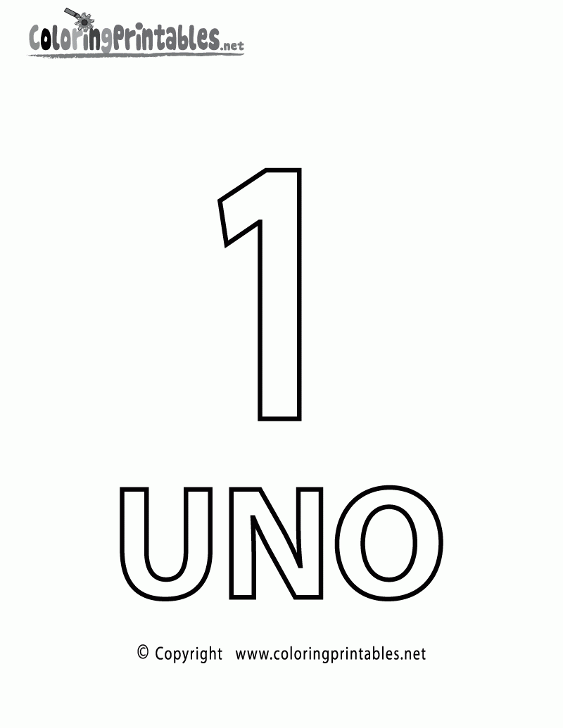 Spanish Number One Coloring Page A Free Spanish Coloring Printable
