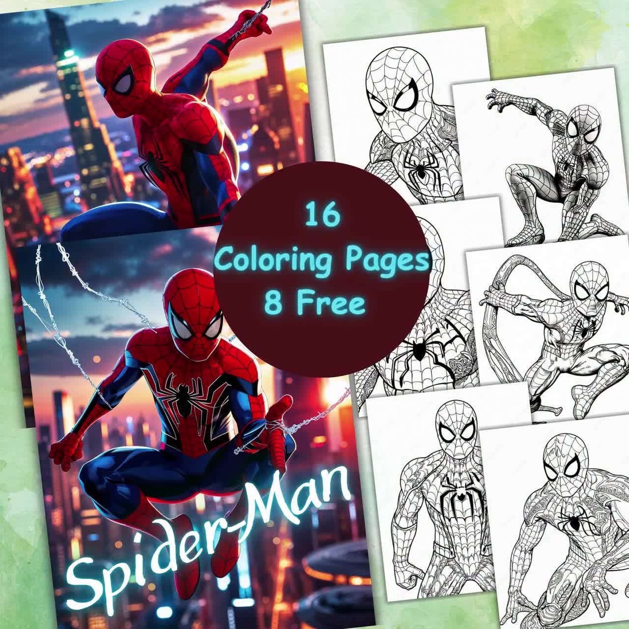 Spider man Coloring Pages For Kids And Adults Printable Superhero Coloring Sheets Instant Download 8 Free Images Etsy