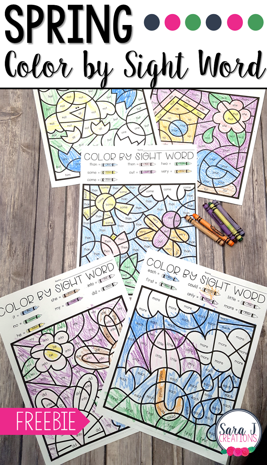 Spring Color By Sight Word Sara J Creations