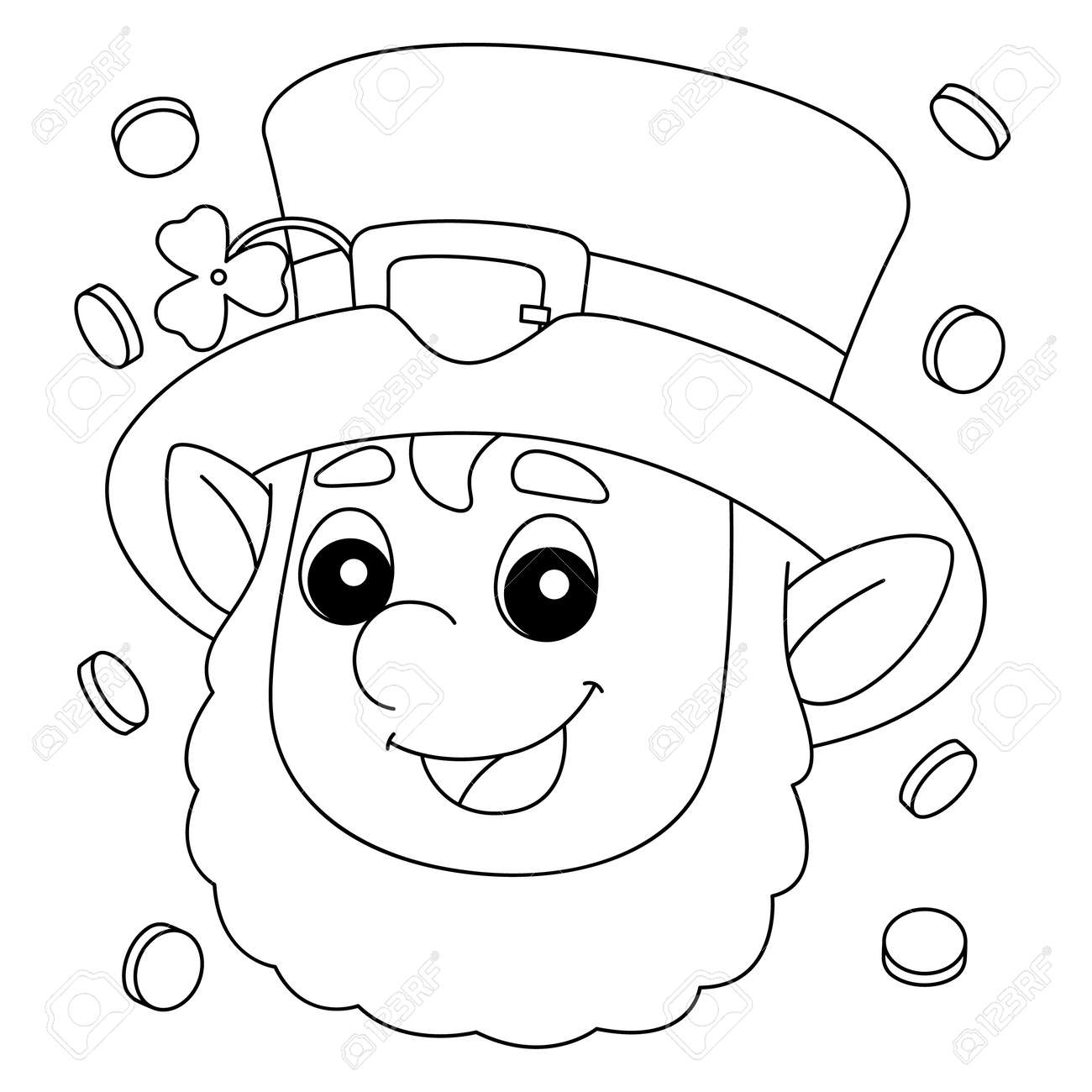 St Patricks Day Leprechaun Coloring Page For Kids Royalty Free 