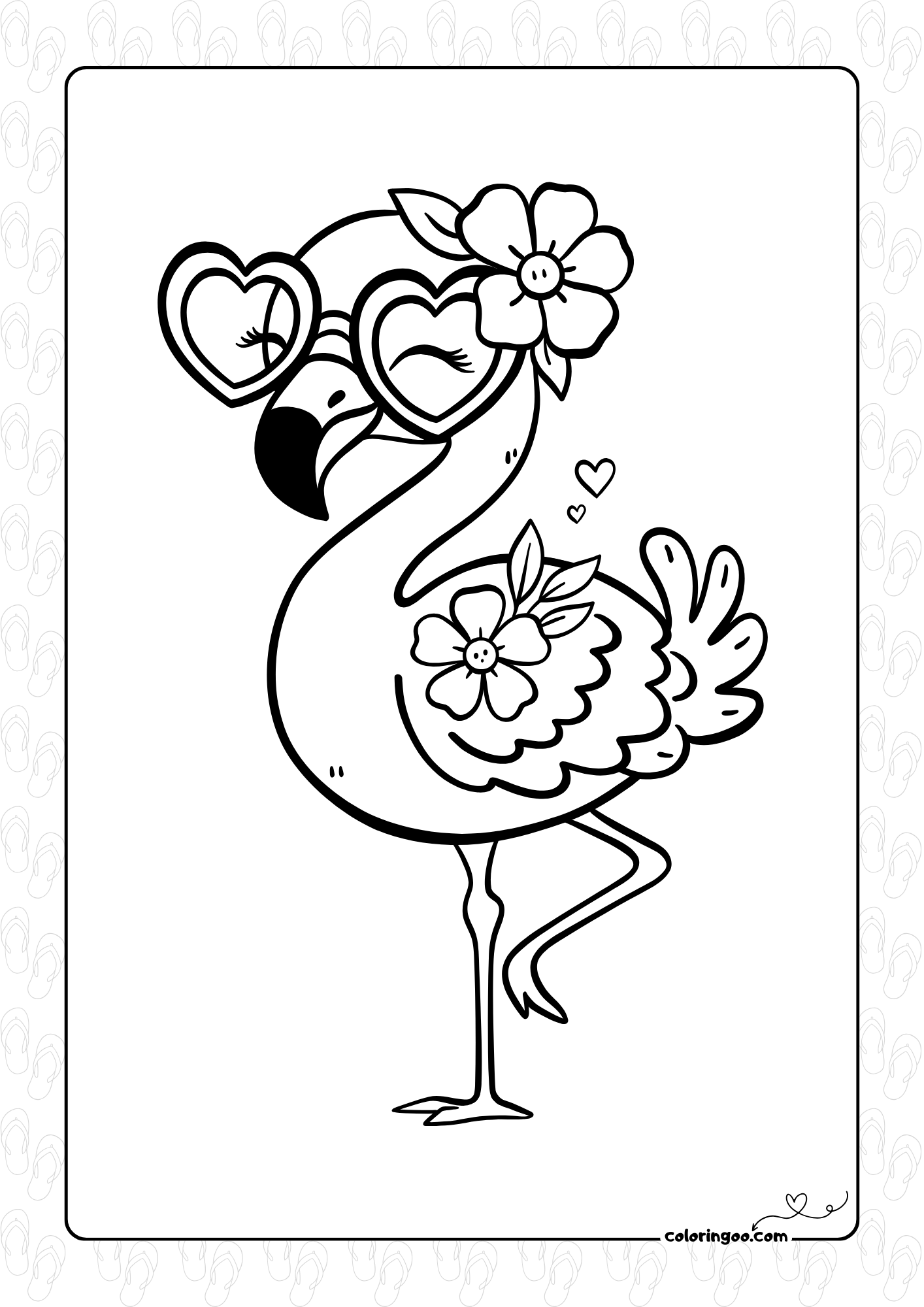 Summer Flamingo Coloring Page