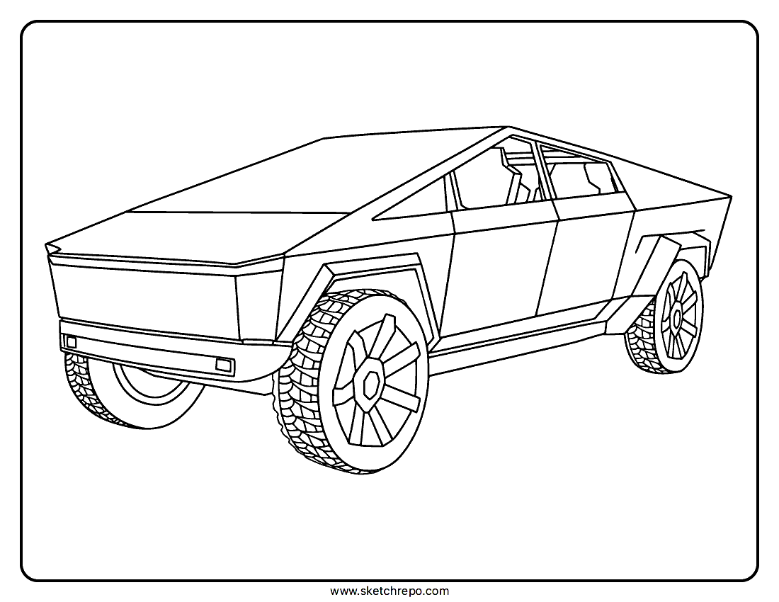 Tesla Cybertruck Coloring Page Sketch Repo
