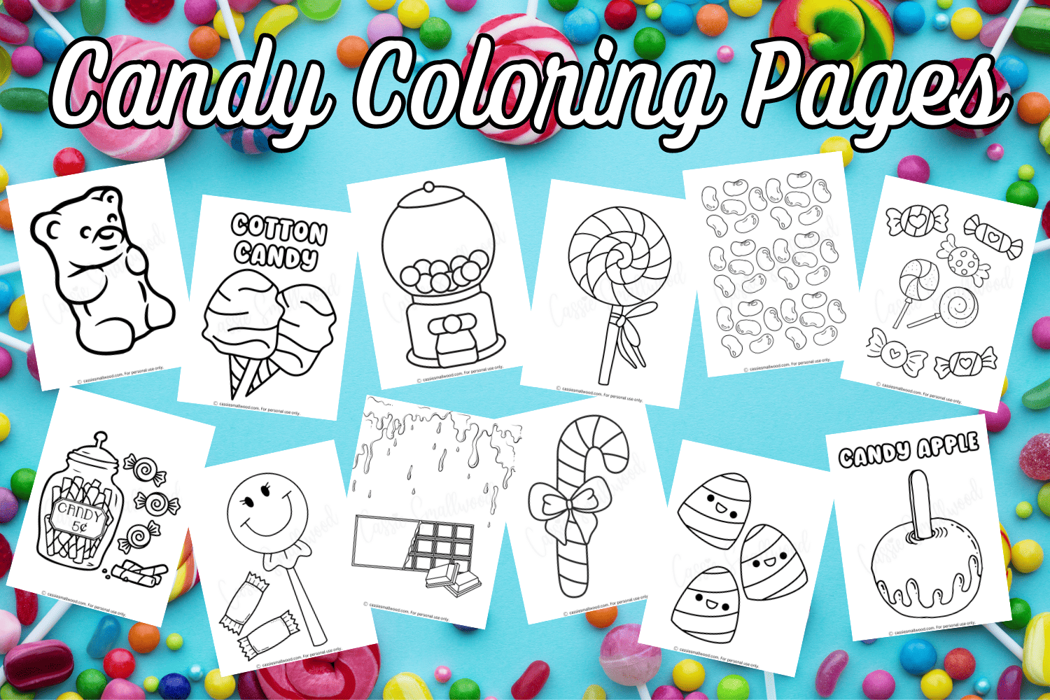 THE CUTEST Candy Coloring Pages Cassie Smallwood