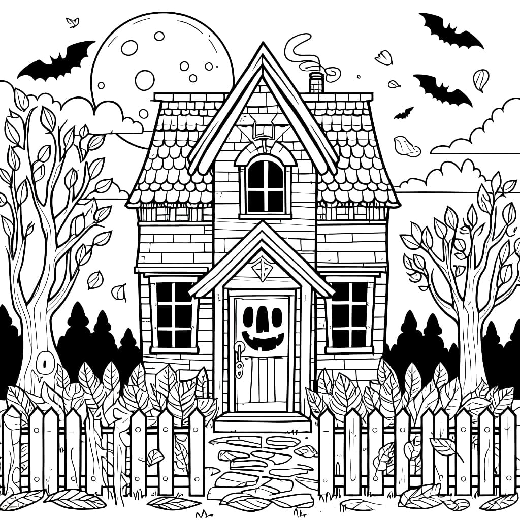 The Haunted House Coloring Page Download Print Or Color Online For Free