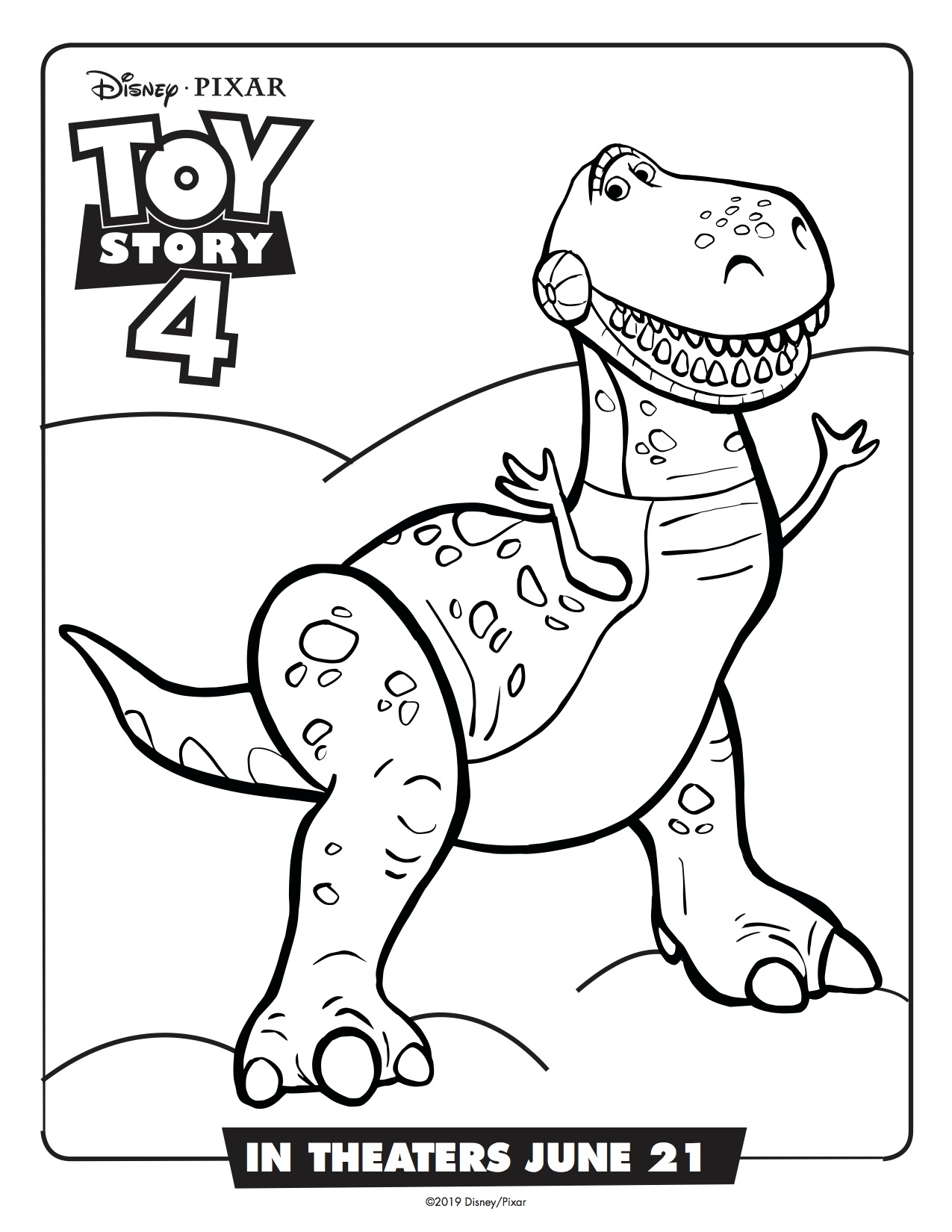 Toy Story 4 Rex Printable Coloring Page Simply Sweet Days