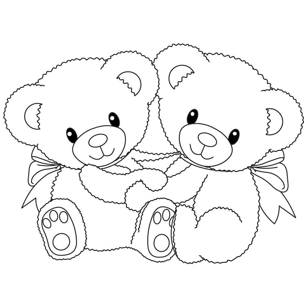 Two Baby Teddy Bears Coloring Page Download Print Or Color Online For Free